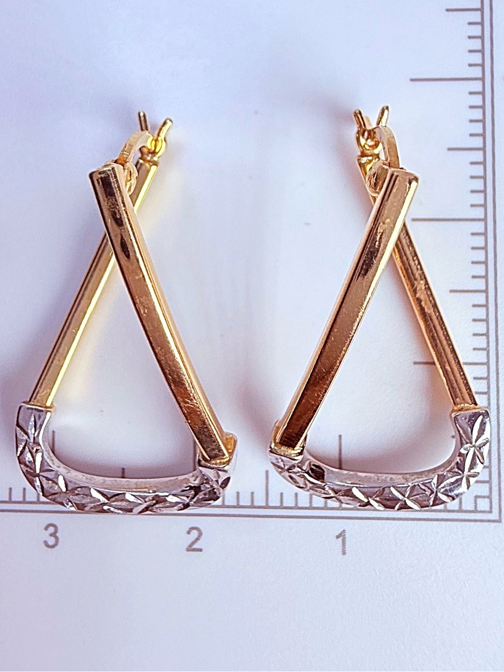 Two-Tone Gold and Silver Geometric Drop Earrings - Women Jewelry - Picture 7 of 17